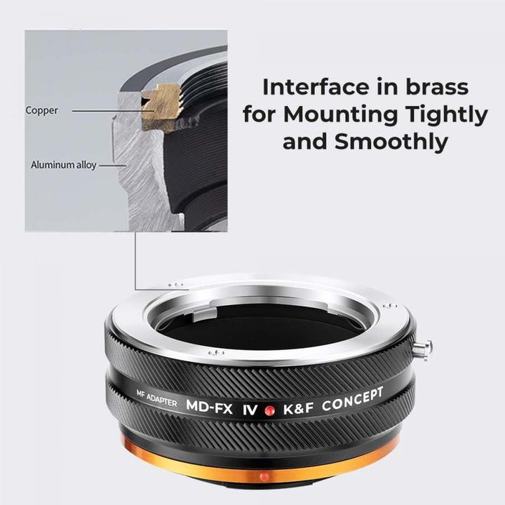 Actual product image K&F Concept High Precision lens adapter, matte paint, orange, MD-FX IV PRO