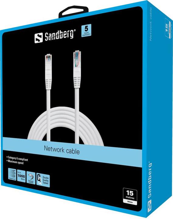 Actual product image Sandberg Network cable UTP Cat6 15 m (U/UTP, CAT6, 15 m)