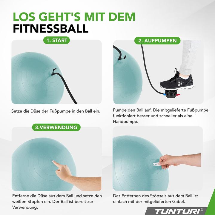 Image du produit Tunturi Gym Ball - Fitnessball reissfest ABS 90 cm Petrolblau (90 cm)