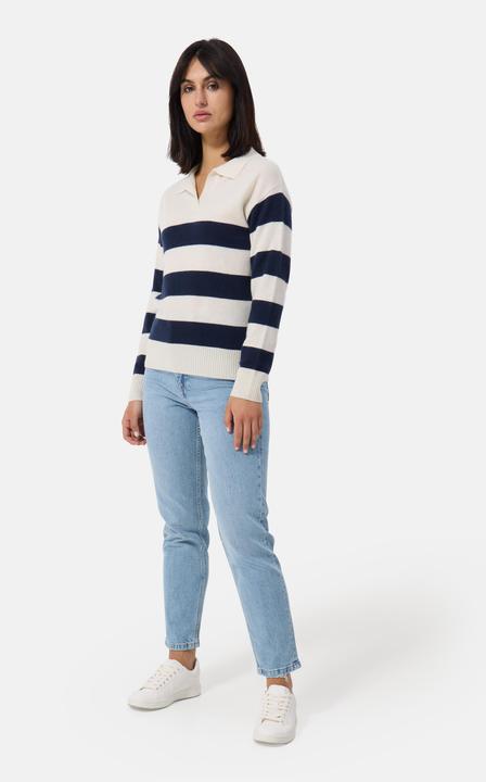Actual product image Cash-Mere Kaschmir Pullover mit Polokragen gestreift (S)