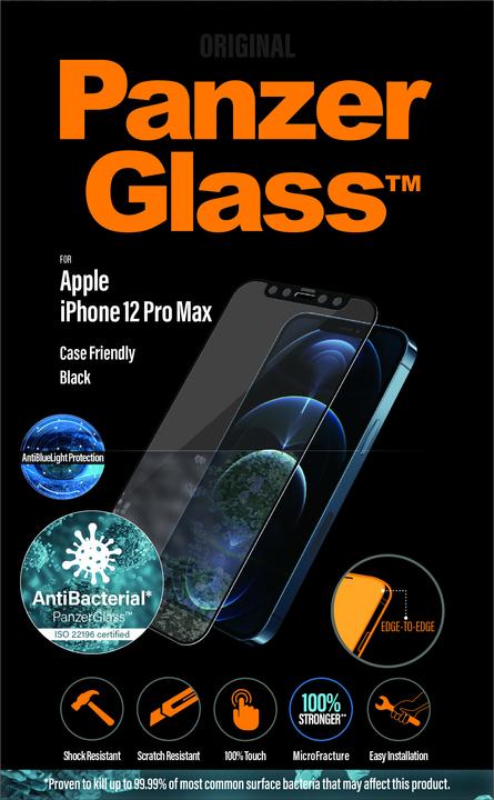 Productafbeelding PanzerGlass Koffervriendelijk Zwart AB ABL (1 Stuk, Apple iPhone 12 Pro Max)