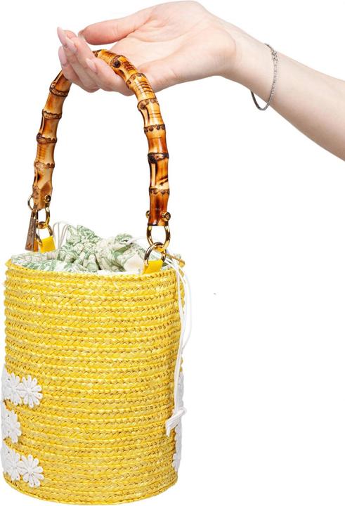 Actual product image La Milanesa love bucket bag in straw color yellow