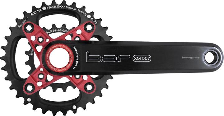 Produktbild B.O.R Germany B.O.R XM557-2X 29/X0 Kurbelgarnitur 36/22 schwarz/rot