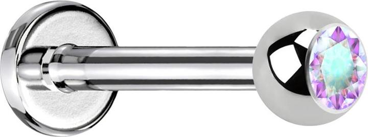 Star Piercing Labret silber mit Kugel Kristall multcolor (Chirurgenstahl 316L, ohne Messing)