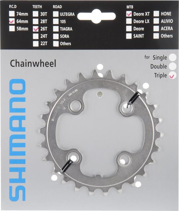 Actual product image Shimano Deore XT FC-M771 chainring 26 teeth (26)