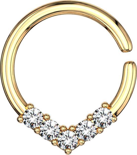 Star Piercing Micro Piercing Ring 14k vergoldet rund mit Kristallen (Messing)