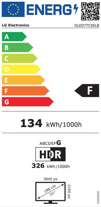 Energie-Label LG 77 Zoll OLED evo AI C5E 4K Smart TV (77", OLED, 2025)