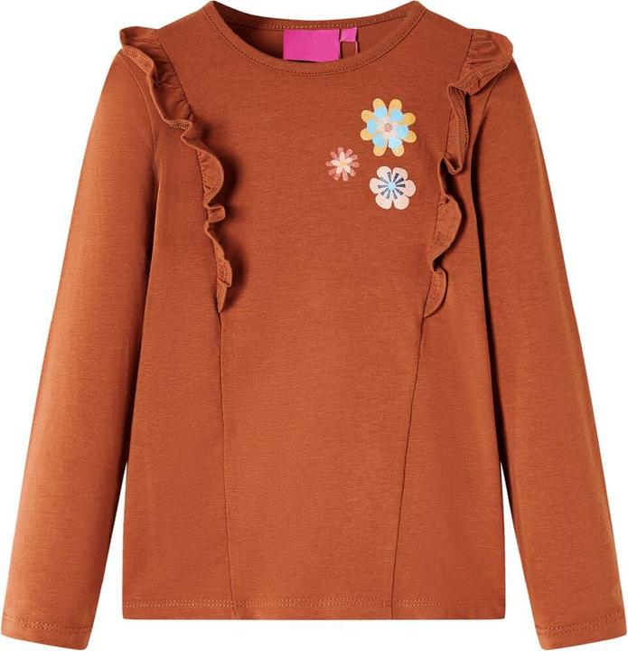 VidaXL Kinder-Langarmshirt Cognac 128,Material: 95 % Baumwolle. 5 (128)