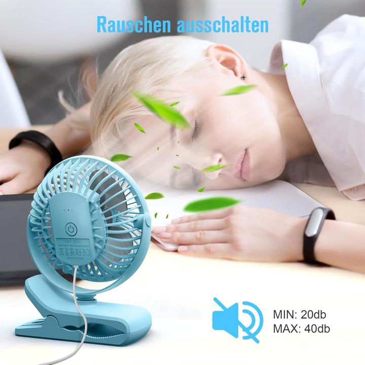 Actual product image Honyin Mini Ventilator mit Clip (40 dB)