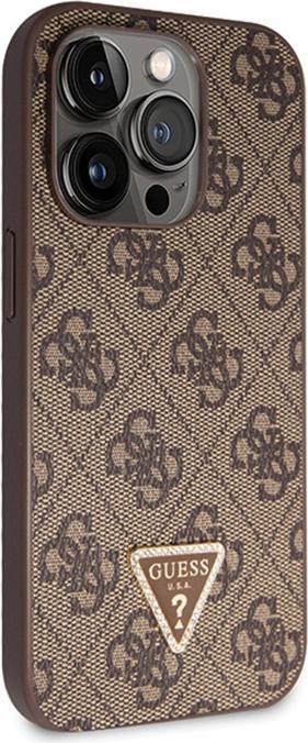 Produktbild Guess PU Leather Metal Logo Strass Crossbody Case für Apple iPhone 15 Pro - brown (Apple iPhone 15 Pro)