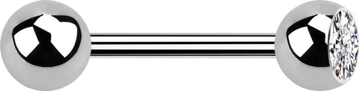 Star Piercing Barbell silber mit Kugel und Kugel Kristall silber (ohne Messing, Titan G23)