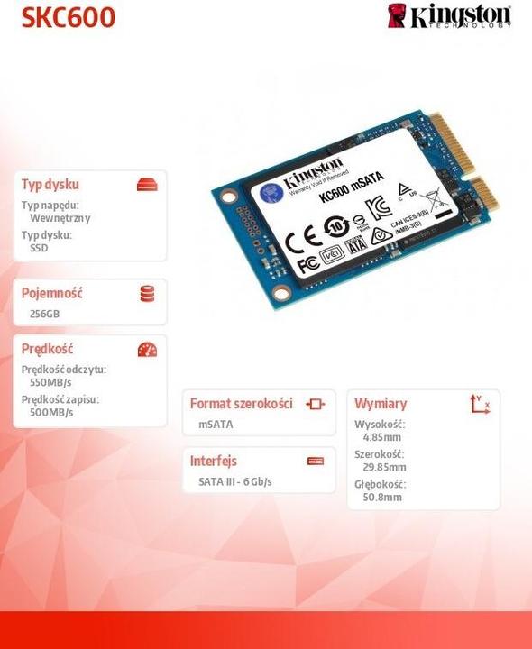 Productafbeelding Kingston KC600 (256 GB, mSATA)