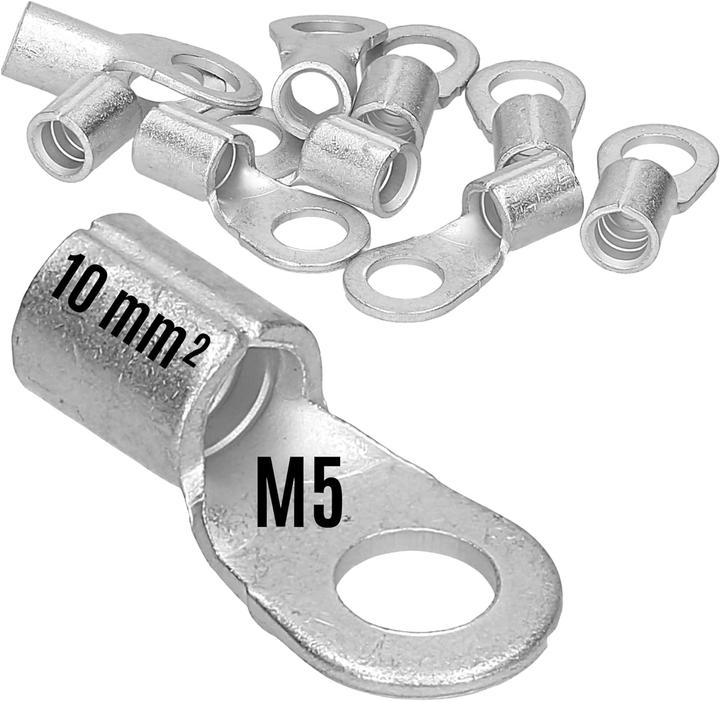 Actual product image Kalitec 10 pieces Q10-5 crimping cable lug 10mm² M5 I Uninsulated I Mandrel crimping I For multi-, fine- and