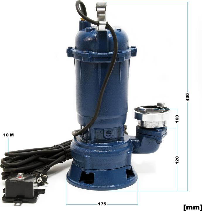 Produktbild Wiltec Schmutzwasserpumpe 15000 l/h 1100 W mit 20 m Schlauch Baupumpe Tauchpumpe (Schmutzwasserpumpe)