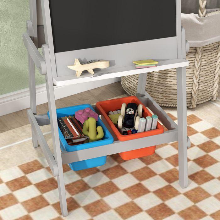 Image du produit Swisshandel24 3-in-1 Kindertafel, doppelseitige Kinder Staffelei mit Kreidetafel, Whiteboard