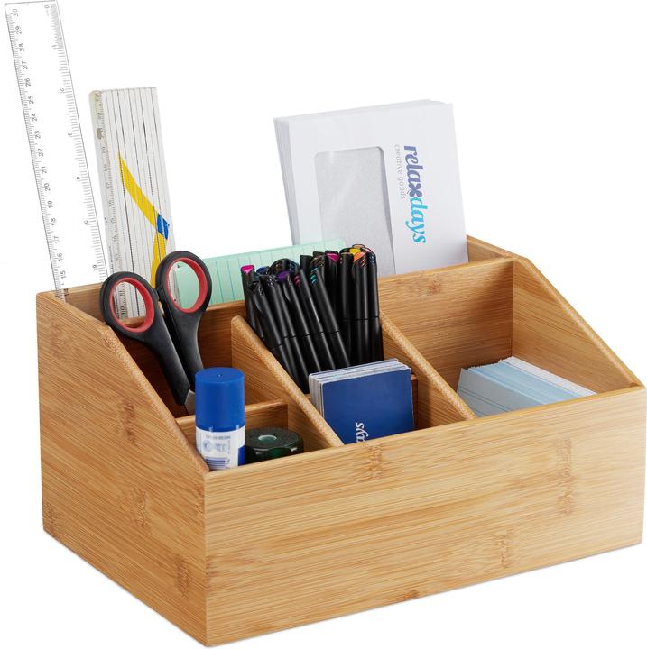 Relaxdays Bamboo Organizer, 6 Compartments