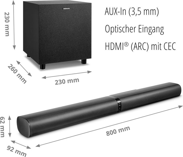 Image du produit Medion MD 45001 Barre de son noir (120 W, Canal 2.1)