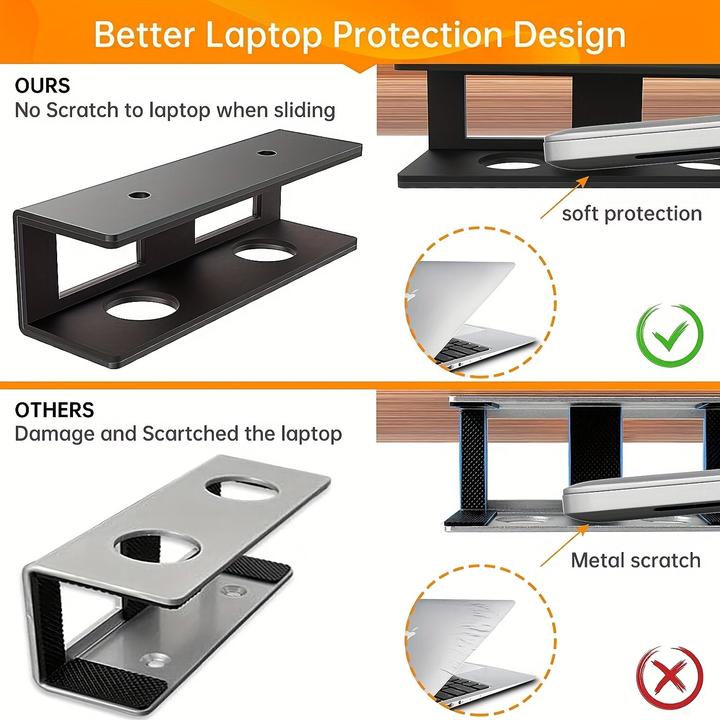 Produktbild PhoneLook Discreter Laptop-Ständer zur Untertischmontage mit Schrauben (universell, anpassbare Grösse)
