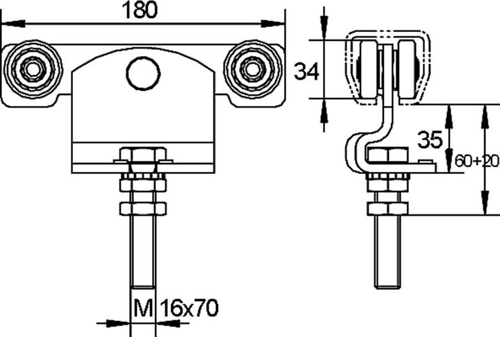 Actual product image Helm Sliding gate fittings 4-roller