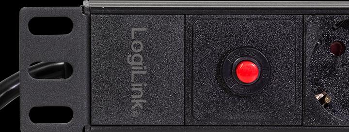 Produktbild LogiLink 19" Steckdosenleiste 8-fach, mit Kaltgerätestecker u. Überlastschutz (8 x, CEE 7/3, 3 m)