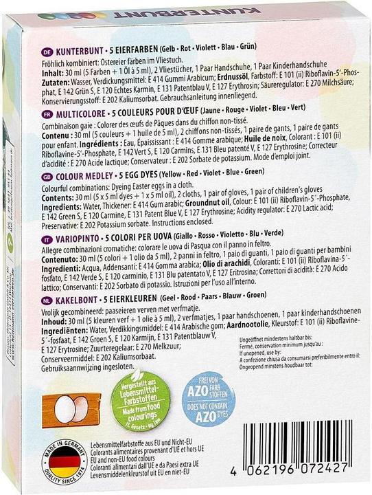 Nährwerte und Zutaten Heitmann Eierfarben Kunterbunt (5 ml)