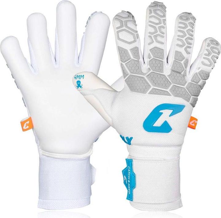 Catch & Keep Fussballhandschuhe Fly White Soul Gr. 7 Weiss Torwart Keeper Goalie Handschuhe (7)