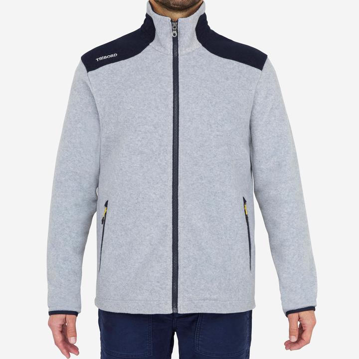 Tribord Fleecejacke Segeln Herren warm Sailing 100 grau/marineblau