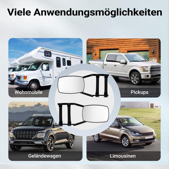 Produktbild Wiltec Universal Caravanspiegel 2 St. 190x120mm Wohnwagenspiegel Aufsatz Zusatzspiegel