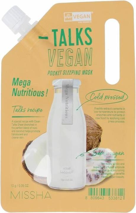 Missha Talks Vegan Squeeze Pocket Sleeping Mask Moisturizing And Nourishing All-Night Mask For Dry