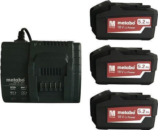 Produktbild Metabo 18V Ersatzakku 3 x 5.2 Ah + Ladegerät Basic-Set (18 V)