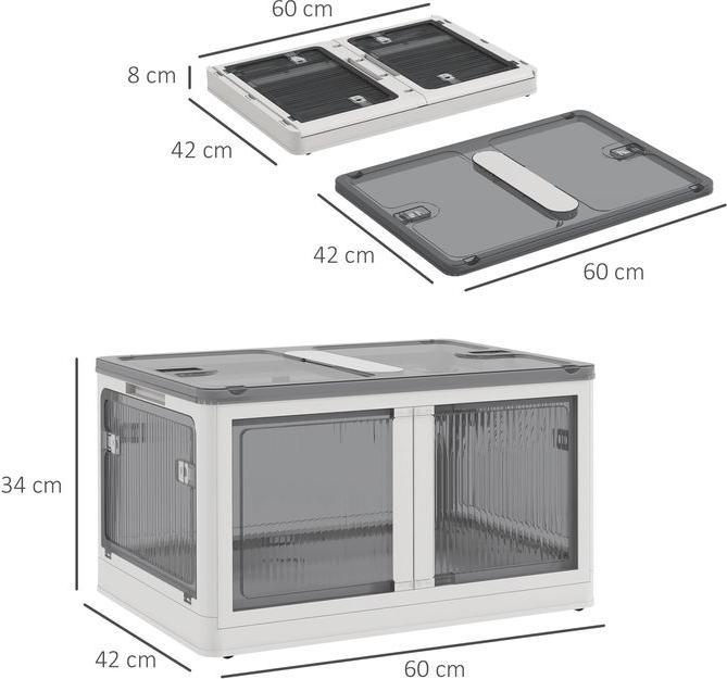 Produktbild Swisshandel24 Aufbewahrungsbox 69L stapelbar mit Rollen, 5-seitiger Zugang, Weiss (69 l)
