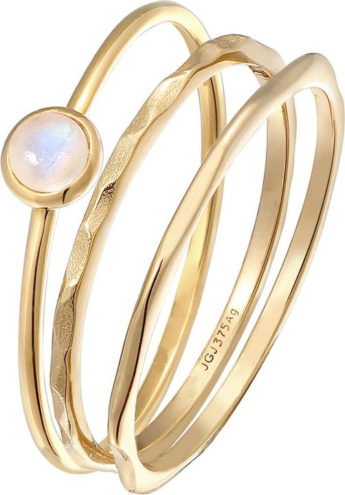 Image du produit Elli PREMIUM Bague Solitaire Pierre de Lune Set de 3 bagues 375 Or jaune (58, 375/9 K)
