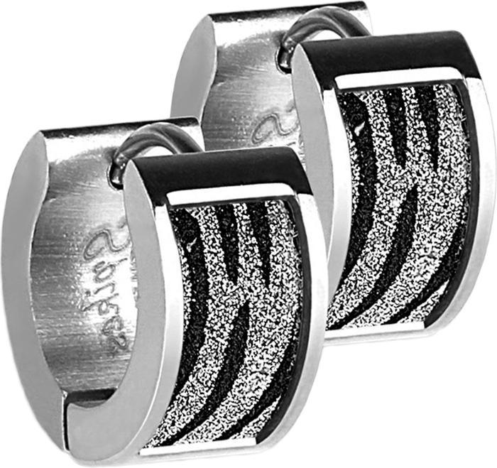 Star Piercing Ohrring zum Klappen silber mit glitter und Zebramuster (ohne Messing, Chirurgenstahl 316L)