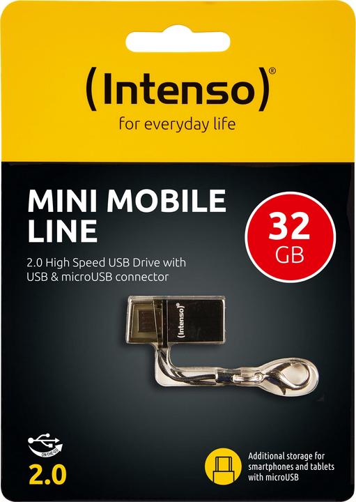 Actual product image Intenso Mini Mobile Line (32 GB, Micro USB-B, USB-A)