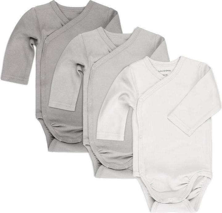 La Loona LaLoona Baby-Bodys & Wickelbodys Wickelbody Langarm 3er Pack - Natur - (50, 56)