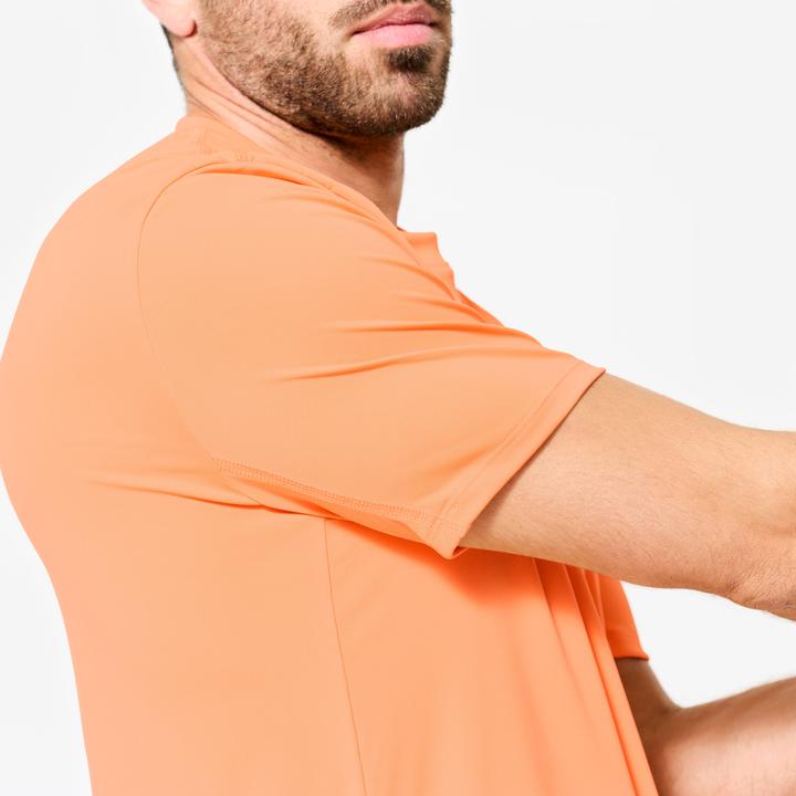 Actual product image Domyos Men's Short-Sleeved Crew Neck Breathable Fitness T-Shirt - Orange (M)