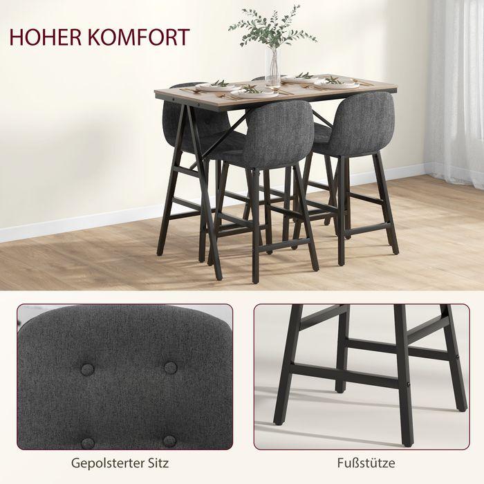 Produktbild Swisshandel24 Bartisch mit Barhocker Set, 5-teilig Essgruppe, Küchentisch, Bartisch Set, Braun (120 x 60 x 91 cm)