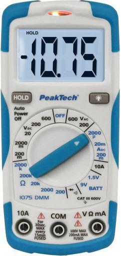 Actual product image Peaktech Digital Multimeter RMS 1999 digits 600 VAC 600 VDC 10 ADC ( 1075 ) (CAT III 600V)