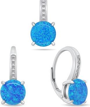 Brilio Silver - Timeless opal jewelry set SET246WB (earrings. pendant)