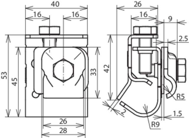 Actual product image Dehn Double metal gutter clamp Cu-St/tZn w. 339167