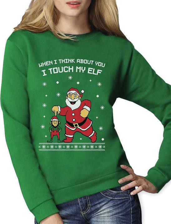 Green Turtle I Touch My Elf - Ugly Christmas Sweater (S)