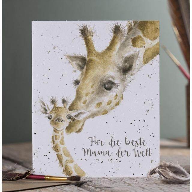 Immagine prodotto Wrendale Design Muttertagskarte - Giraffen FÜR DIE BESTE MAMA DER WELT Wrendale Designs (1 pz.)