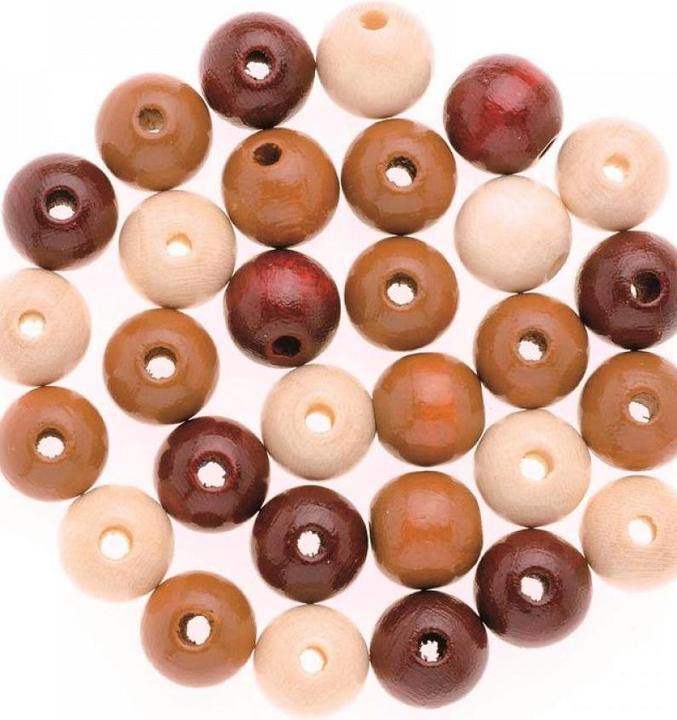Glorex Wooden bead 8mm 80pcs brown-mix FSC beech
