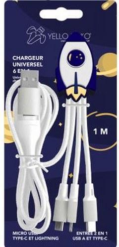 Produktbild Yello koko 5-in-1-Kabel Andy XXL Micro USB / USB C / Lightning auf USB A und C Rakete 1m (1 m, USB 3.0)