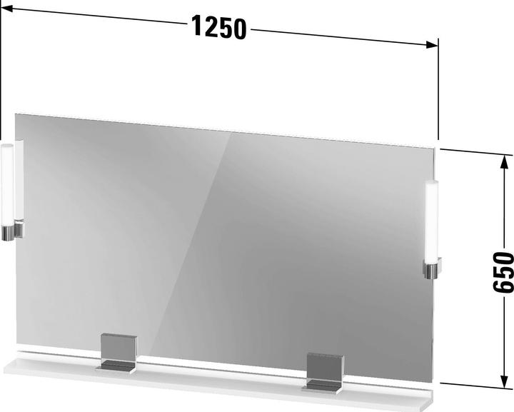 Image du produit Duravit Sivida miroir, noir diamant mat, 1250x36x650mm, éclairage à poser, interrupteur à détect