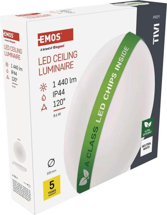 Produktbild Emos LED-Deckenleuchte TIVI, rund weiss 8,6W, IP44, Neutral Weiss (1440 lm)
