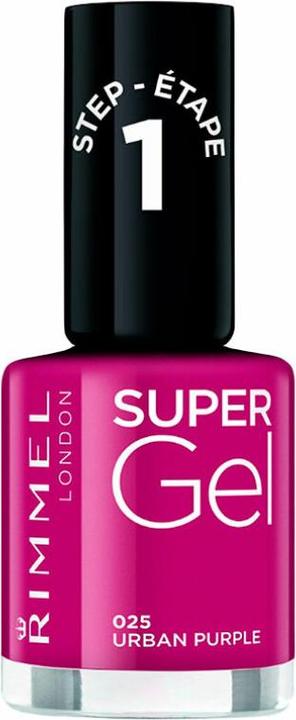Rimmel London Super Gel STEP1 (025 Urban Purple, Gel-Effekt Nagellack)