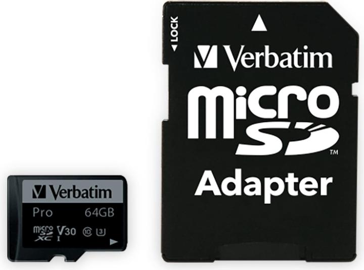Produktbild Verbatim Pro (64 GB, microSDXC, U3, UHS-I)