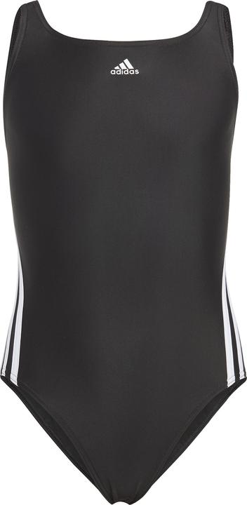 adidas 3-Stripes, Badeanzug, Schwarz-Weiss, 7-8A, Mädchen (128)