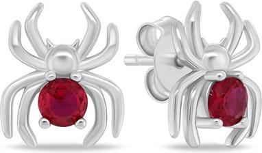 Brilio Silver - Silver earrings with red zircon Spider EA1142WR